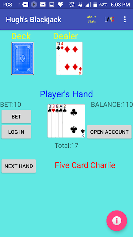 Hugh's Blackjack Ảnh chụp màn hình 2