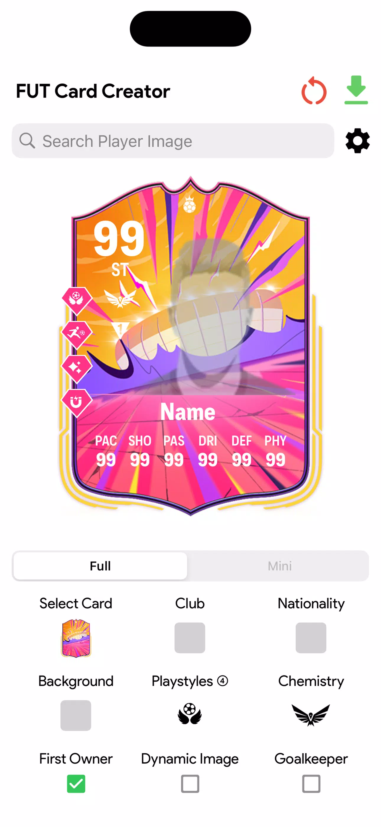 FC Card Creator 25 स्क्रीनशॉट 0