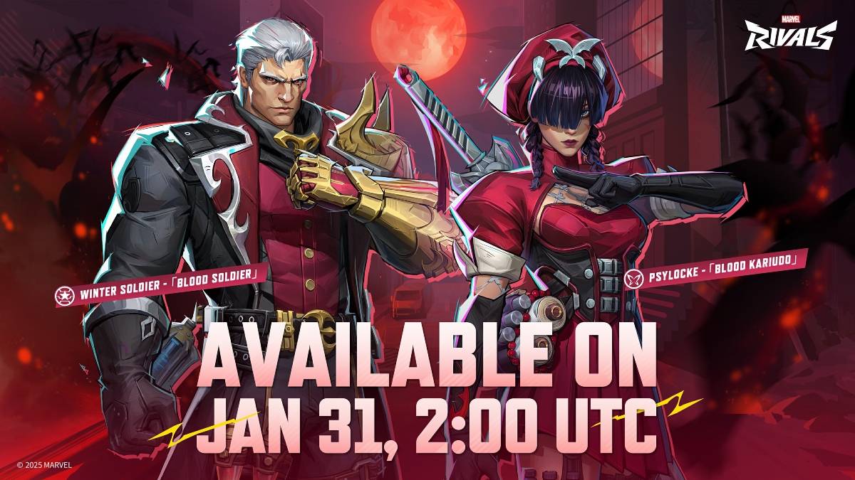 Bucky Blood Solider & Psylocke Blood Kariudo Skin จาก Marvel Rivals ในวันที่วางจำหน่าย