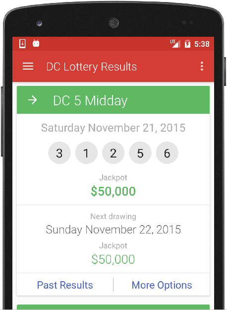 Results for DC Lottery Zrzut ekranu 0