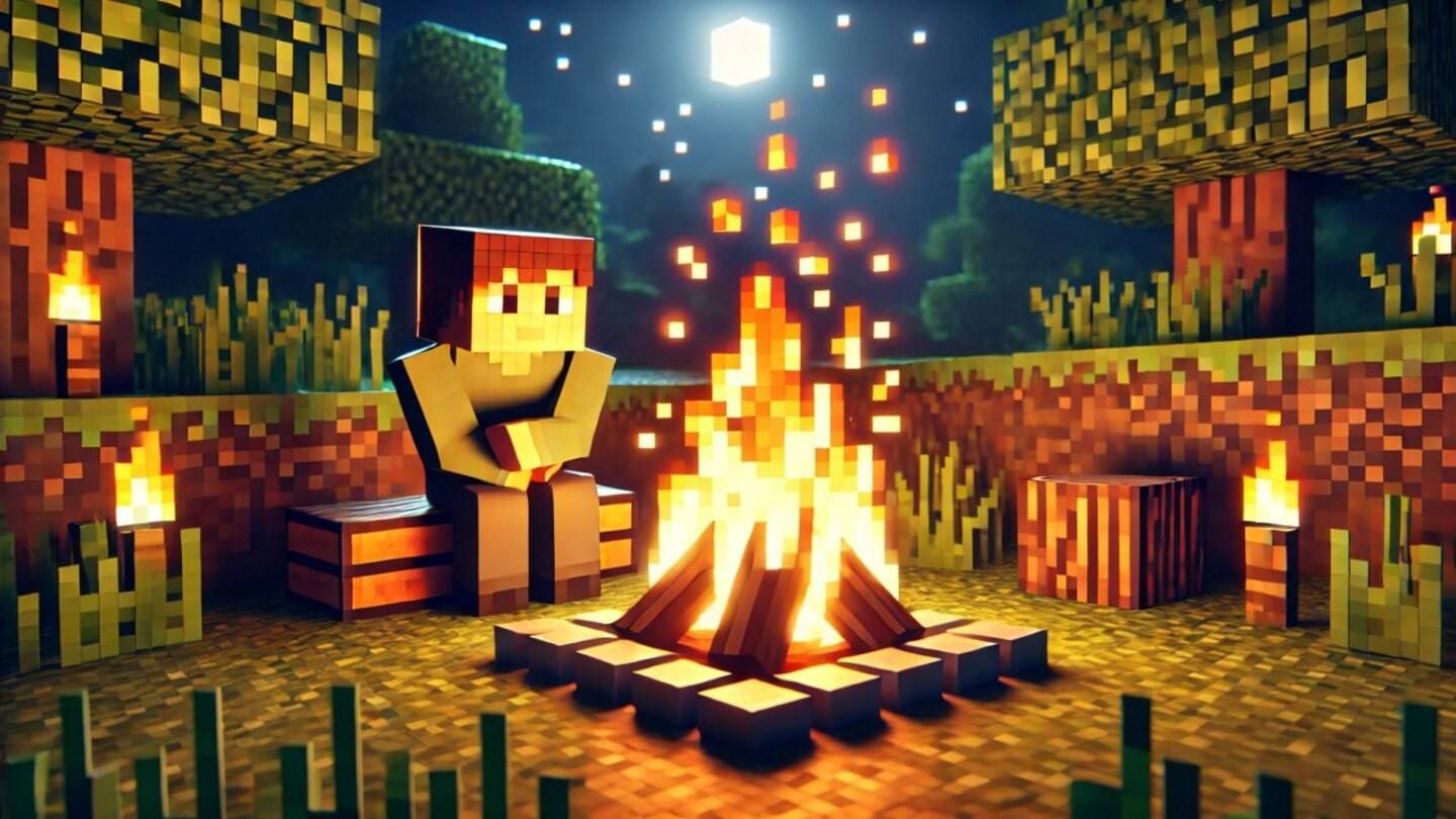 Basics of survival in Minecraft: Building a campfire in the game