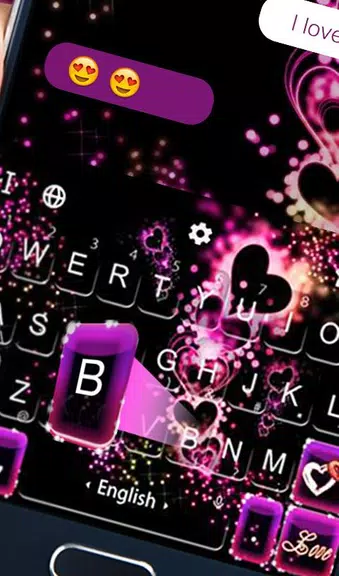 Sparkling Purple Heart Keyboard Theme Zrzut ekranu 2