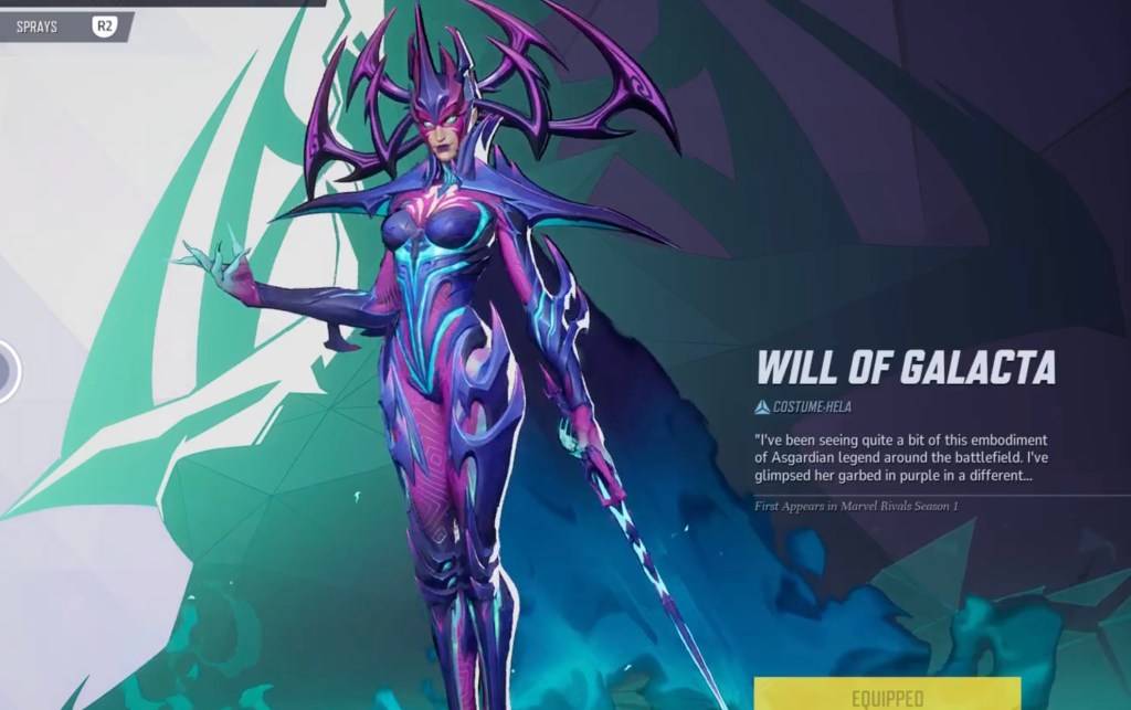 Hela nella sua volontà di Galacta Skin nel menu di selezione