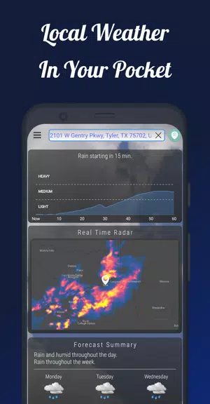 Dark Sky Tech Weather App ဖန်သားပြင်ဓာတ်ပုံ 0