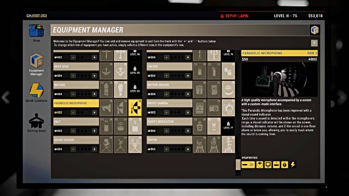 Microphone Parabolique dans la boutique de Phasmophobia