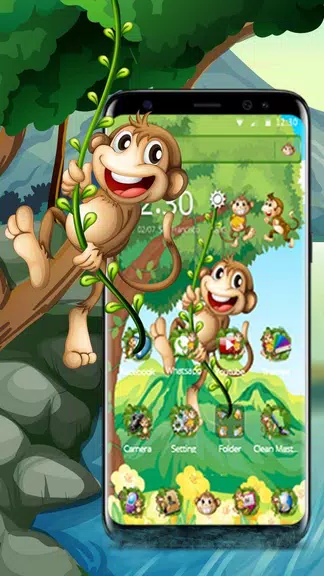 The Cute Cartoon Monkey Theme स्क्रीनशॉट 0