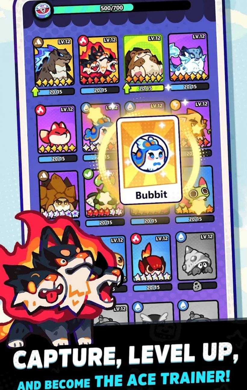 Ace trainer, isang laro mula sa Farlight, at isang larawan ng isang menu na nagpapakita ng maraming mga nilalang na Pokemon-esque