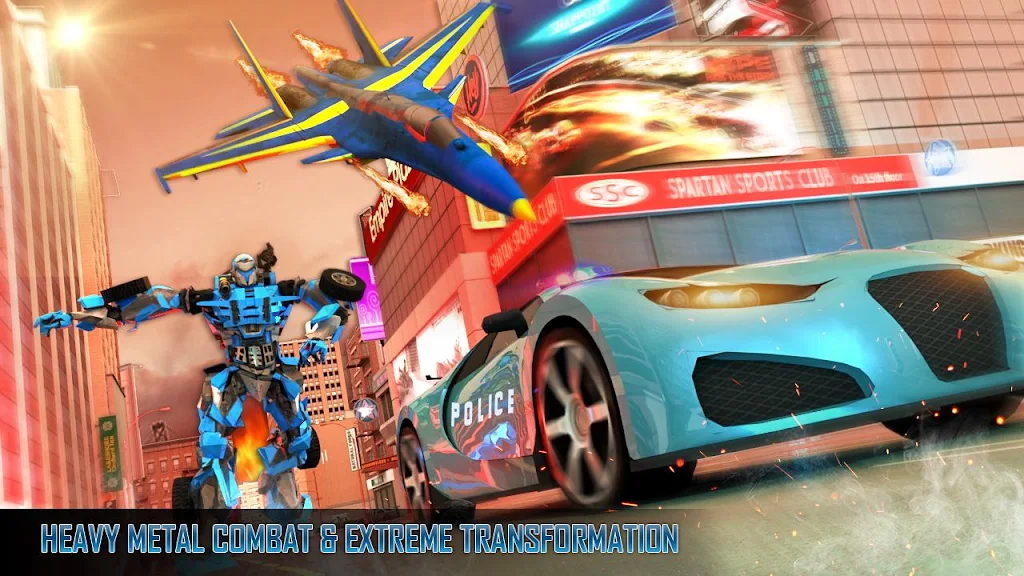 Police Air Jet Multi Robot Shooting Game Ekran Görüntüsü 2