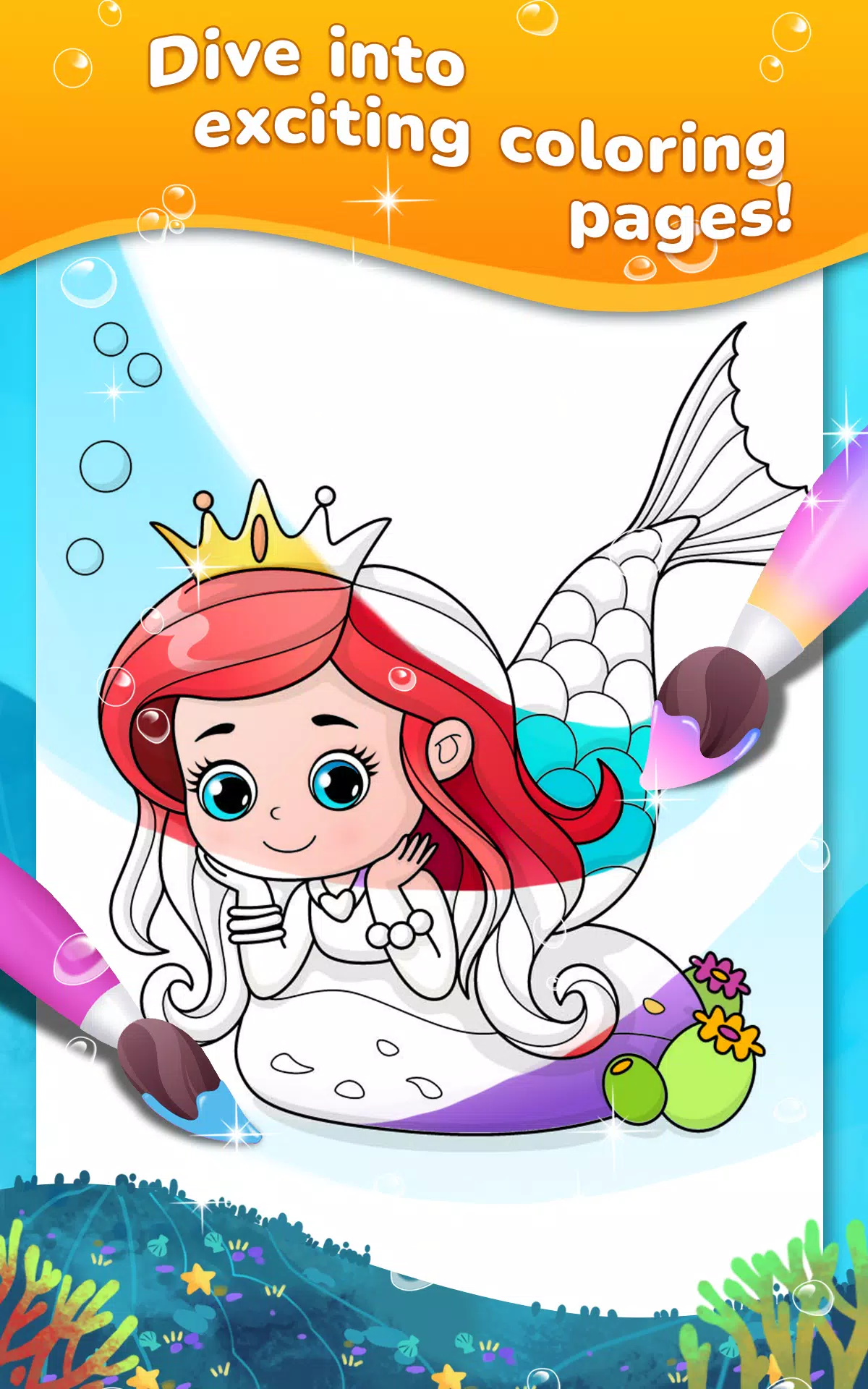 Mermaid coloring book gradient Captura de pantalla 0