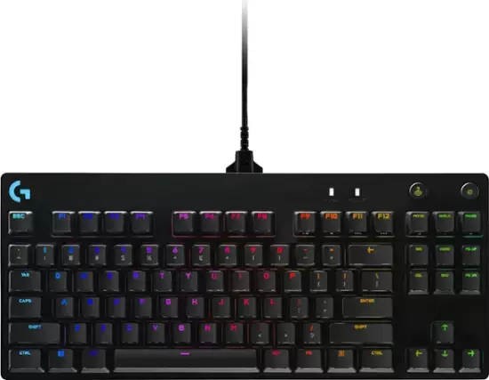 Logitech -G Pro TKL有线机械GX蓝色Clicky Switch游戏键盘带RGB背光 - 黑色