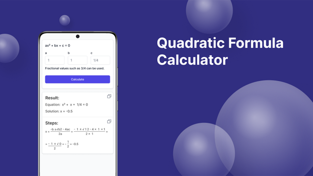 Quadratic Formula Calculator 스크린샷 2