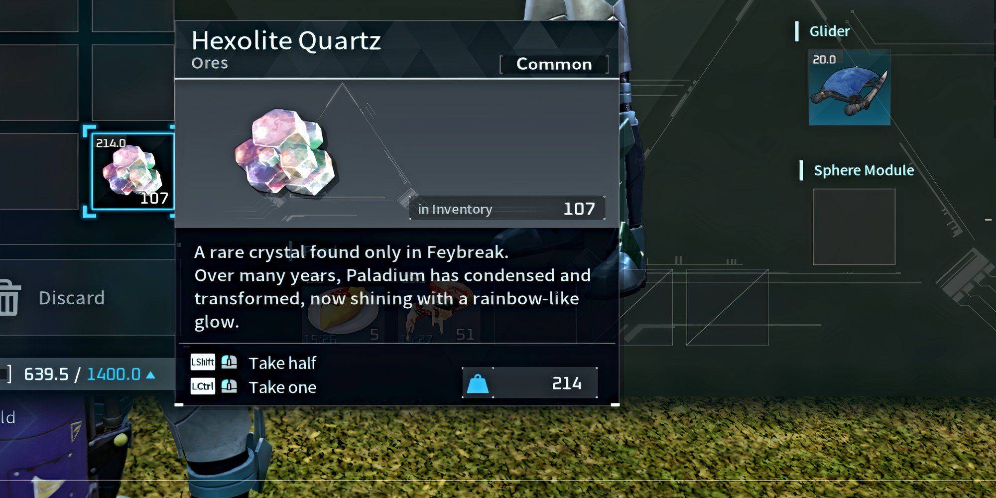 A Player Mining Hexolite Quartz