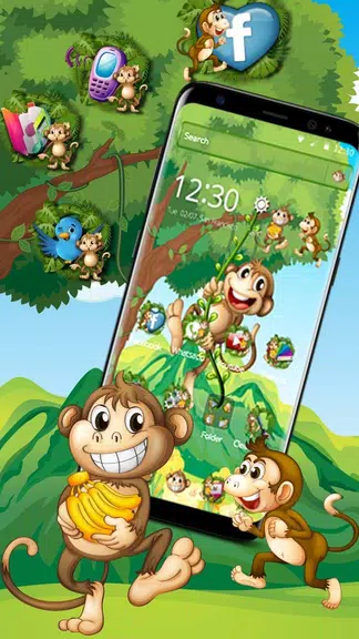 The Cute Cartoon Monkey Theme स्क्रीनशॉट 1