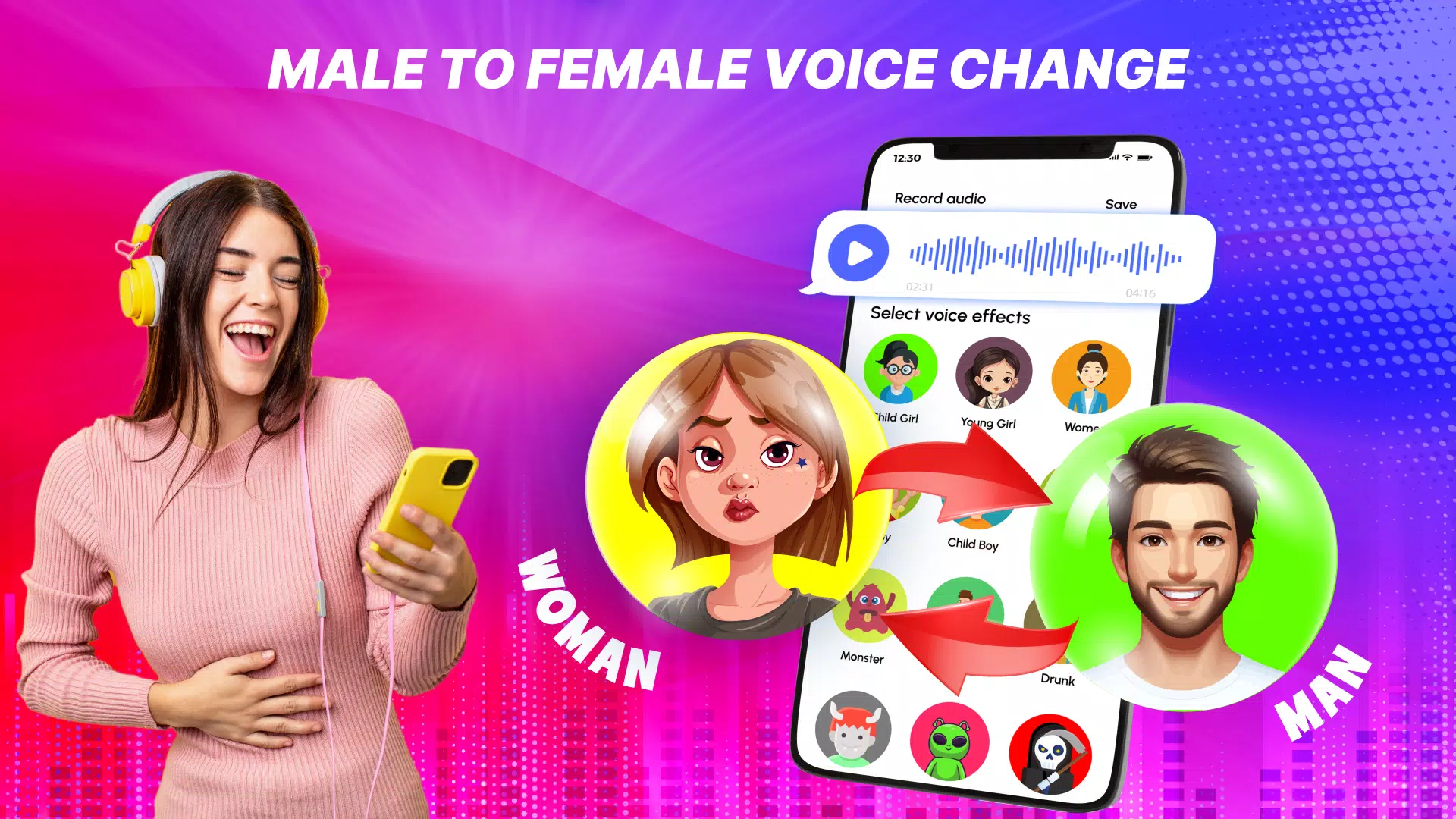 Voice Changer Male to Female スクリーンショット 2