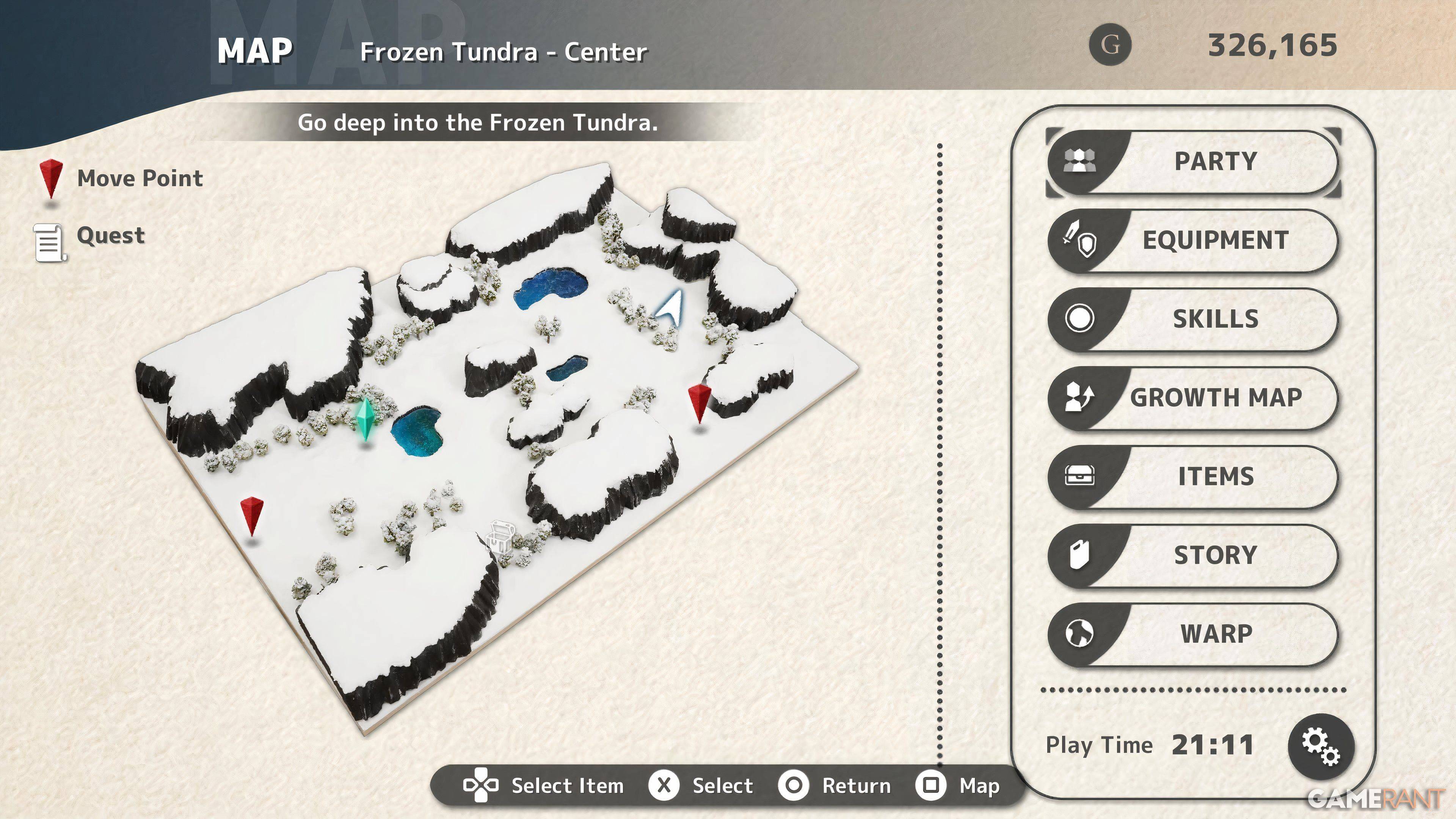 Mapa de tundra congelada