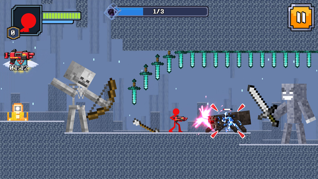 Red Stickman in Craft World Mod Capture d'écran 1