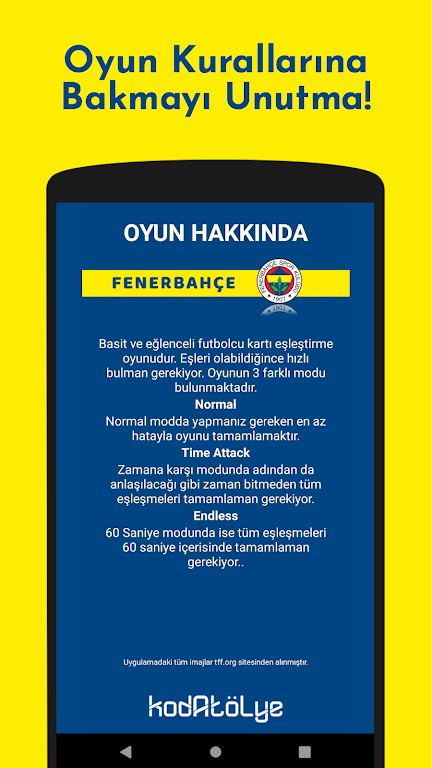 Fenerbahçe Futbolcu Kart Eşleştirme Oyunu ภาพหน้าจอ 3