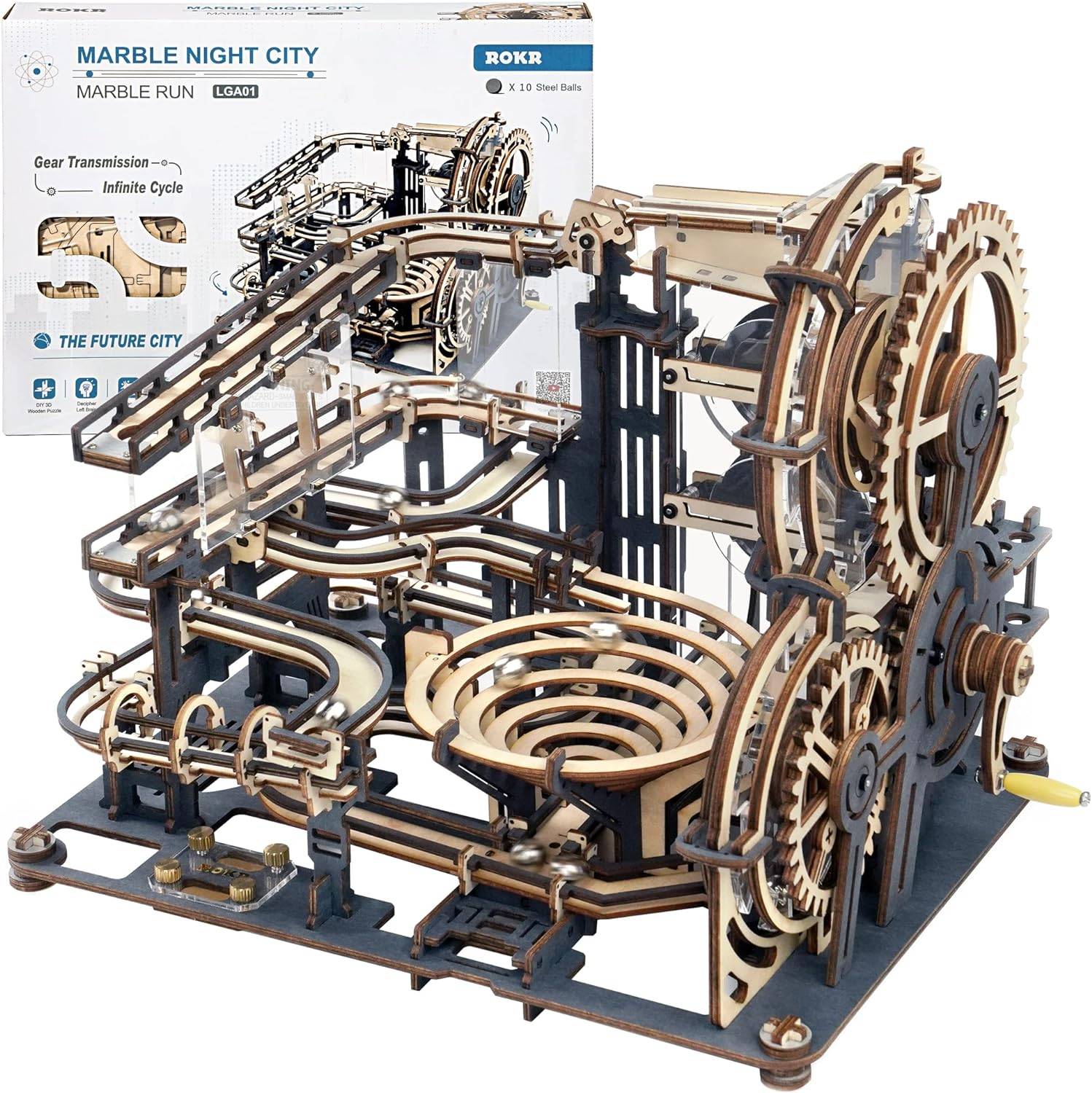 ROKR 3D木质拼图大理石运行模型建筑套件