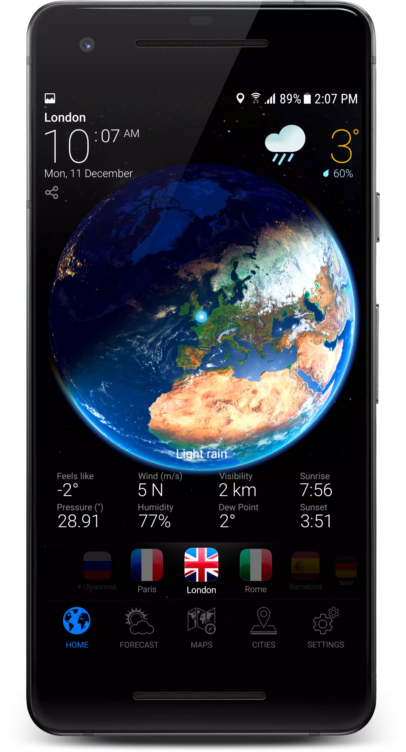 Schermata 3D EARTH PRO - local forecast 0