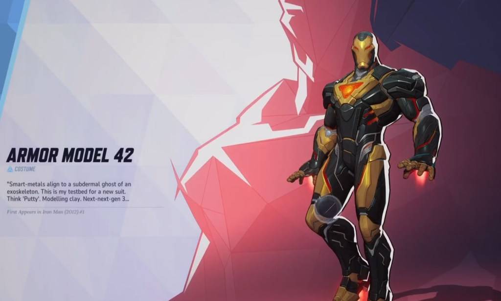 Iron Man in zijn pantser Model 42 Skin