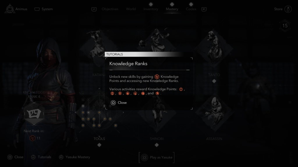 Tangkapan Skrin Creed Shadows Assassin - Panduan Peringkat Pengetahuan
