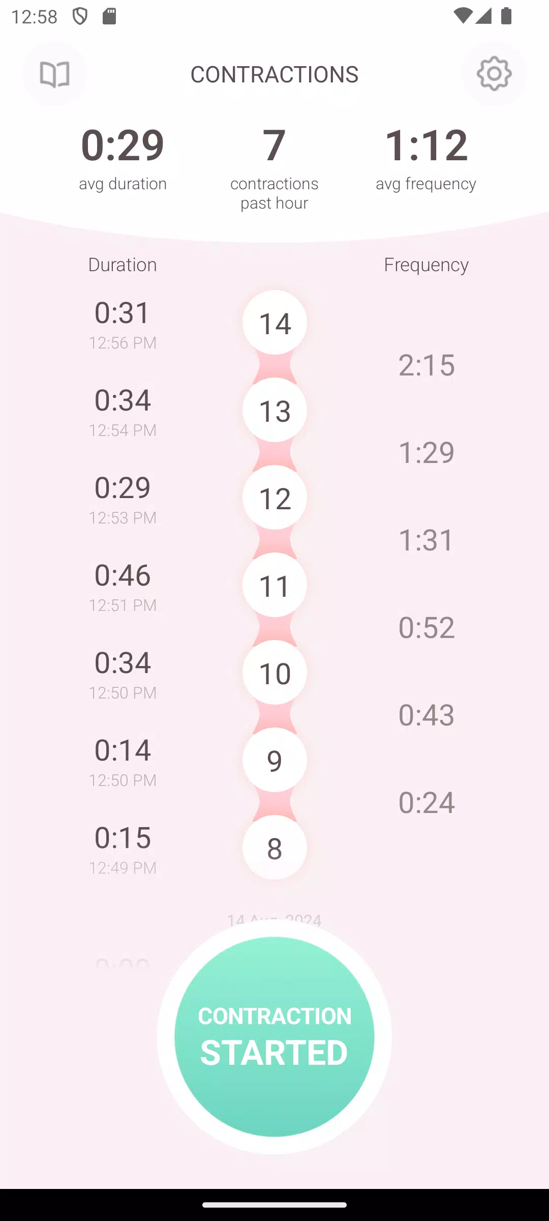 Contraction Timer & Counter 9m स्क्रीनशॉट 1