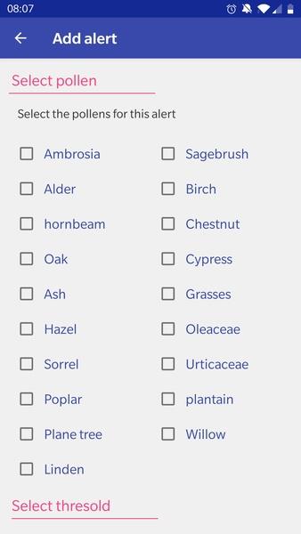 Alert Pollen Captura de pantalla 1
