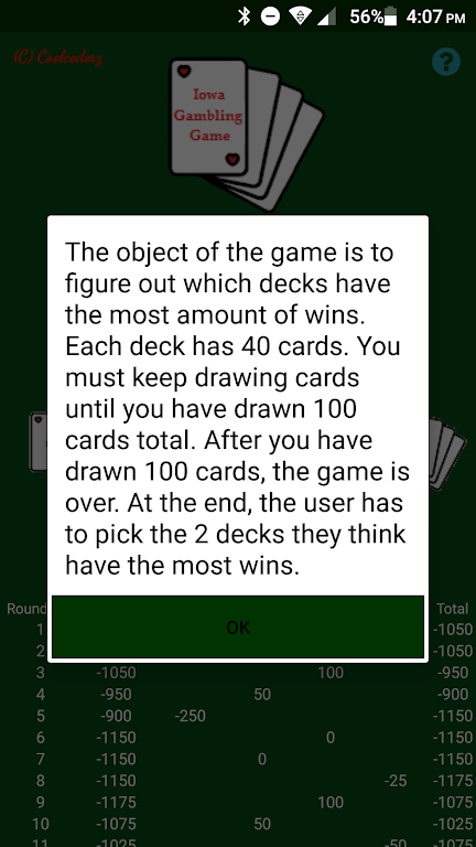 Iowa Gambling Game: Decision Making With Cards Скриншот 1