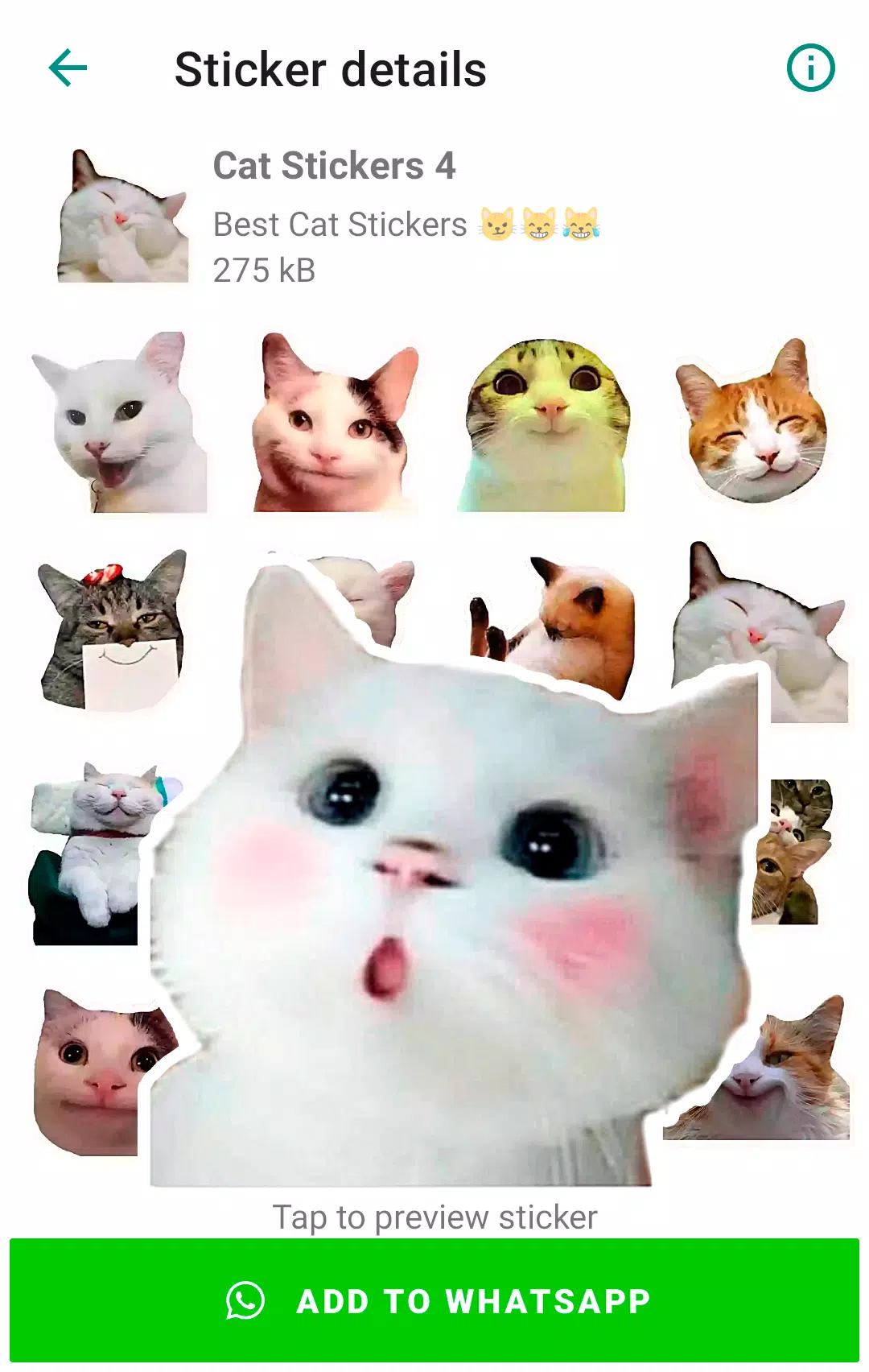 Cute Cat Stickers for WhatsApp Screenshot 3