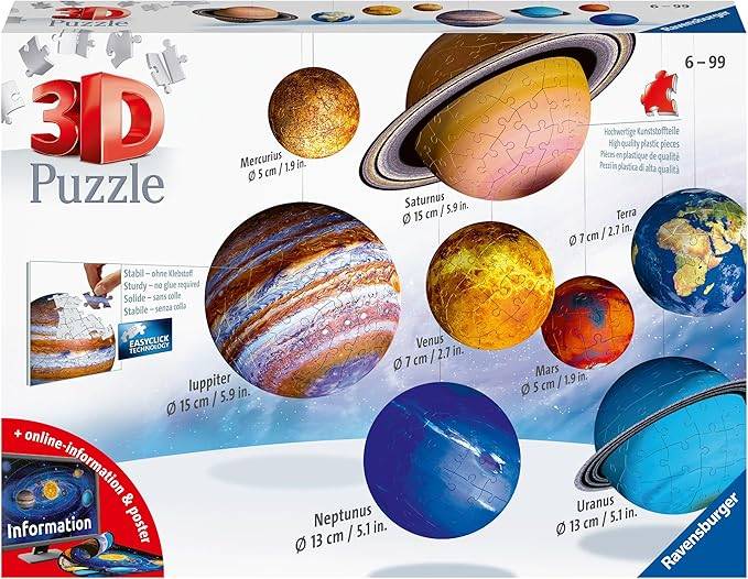 Ravensburger Solar System 540 ชิ้น - 9 Planet 3D Jigsaw Puzzle Set