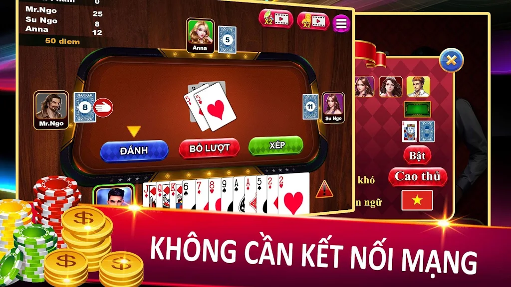 Tien Len - Thirteen - Mien Nam Offline - Chip应用截图第2张