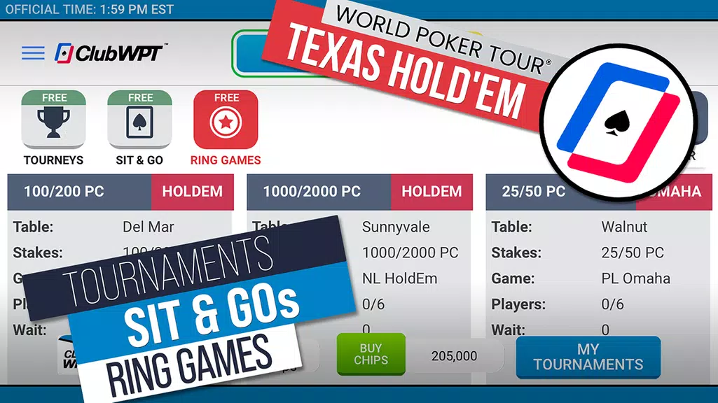 ClubWPT: Free Poker, Casino Zrzut ekranu 1