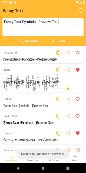 Fancy Text Symbols Tangkapan skrin 0