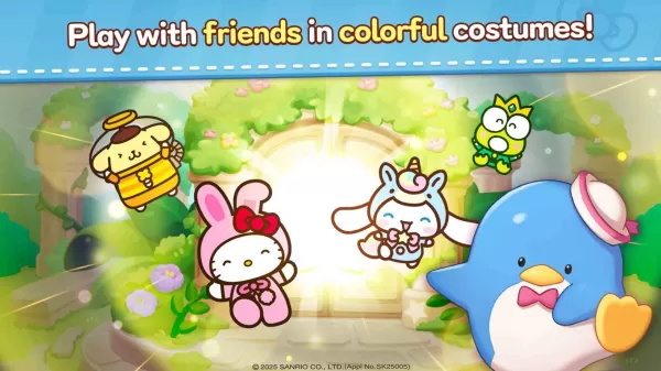 Personaggi di Sanrio sorridono felicemente insieme