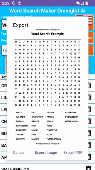 Word Search Maker Omniglot 螢幕截圖 1