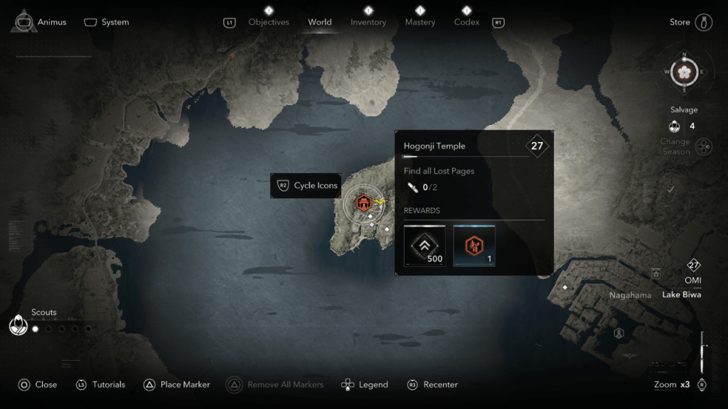 Lokasi Kuil di Peta - Assassin's Creed Shadows