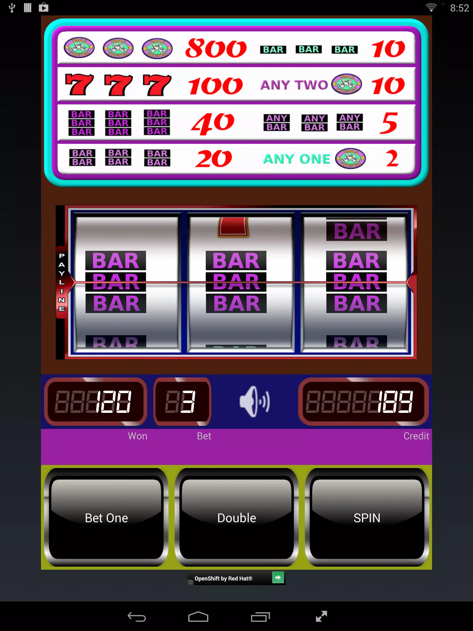 Triple Diamond Slot Machine Screenshot 1