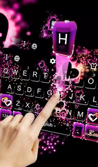 Sparkling Purple Heart Keyboard Theme Zrzut ekranu 0