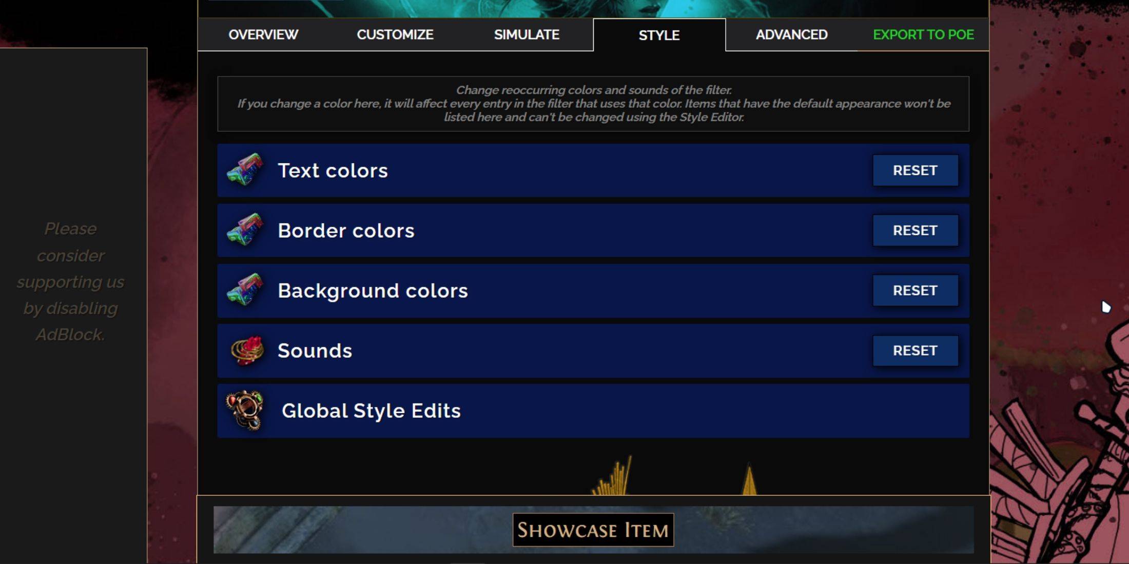 Image: FilterBlade Styles Tab