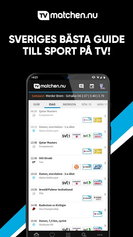 TVmatchen.nu - sport på TV Schermafbeelding 0