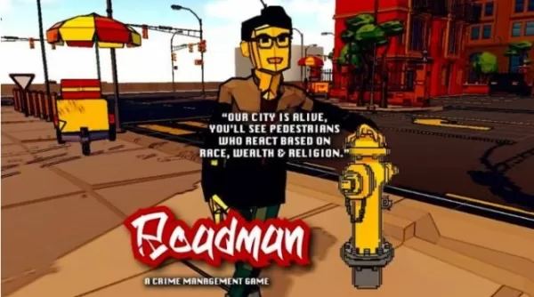 Animated character holding a fire hydrant on city sidewalk