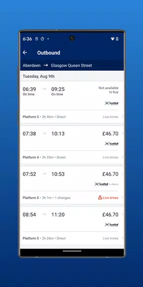 ScotRail Train Times & Tickets 螢幕截圖 1