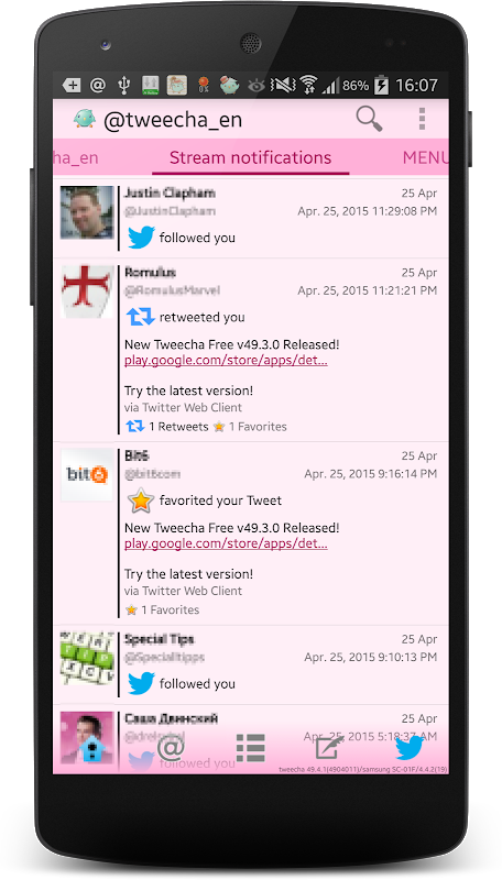 Tweecha Lite for Twitter: Presented in papers Screenshot 1