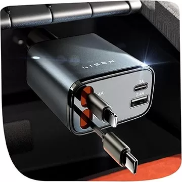 Charger de voiture Lisen avec USB-C rétractable, câbles de foudre de moins de 15 $
