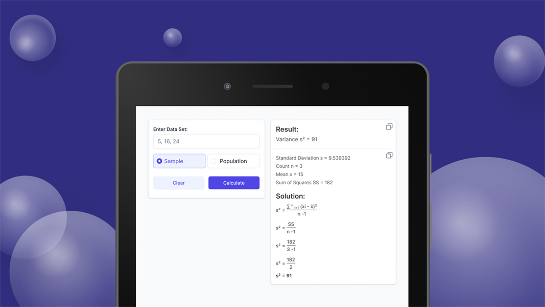 Variance Calculator Schermafbeelding 1