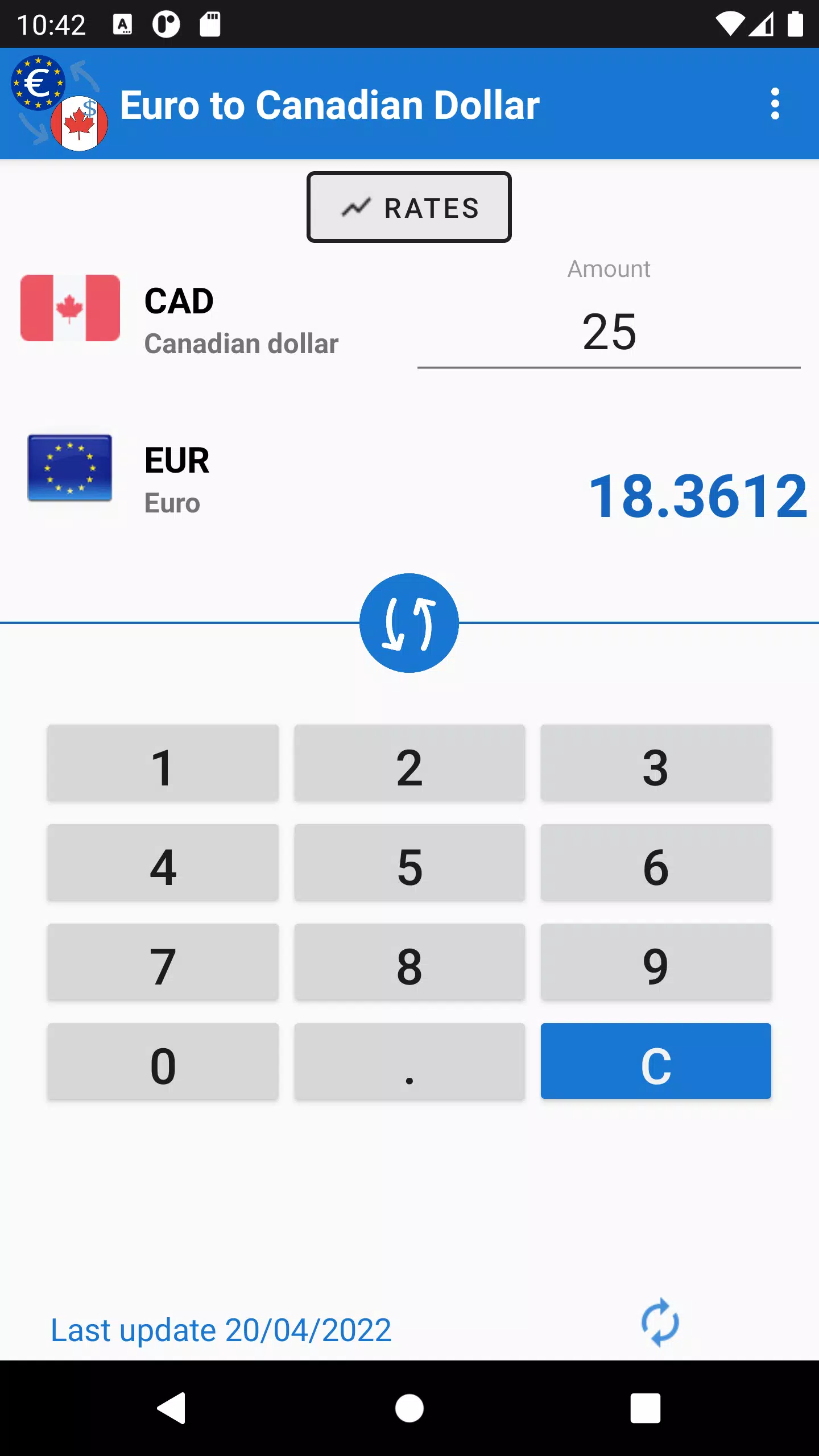 Euro to Canadian Dollar Screenshot 2