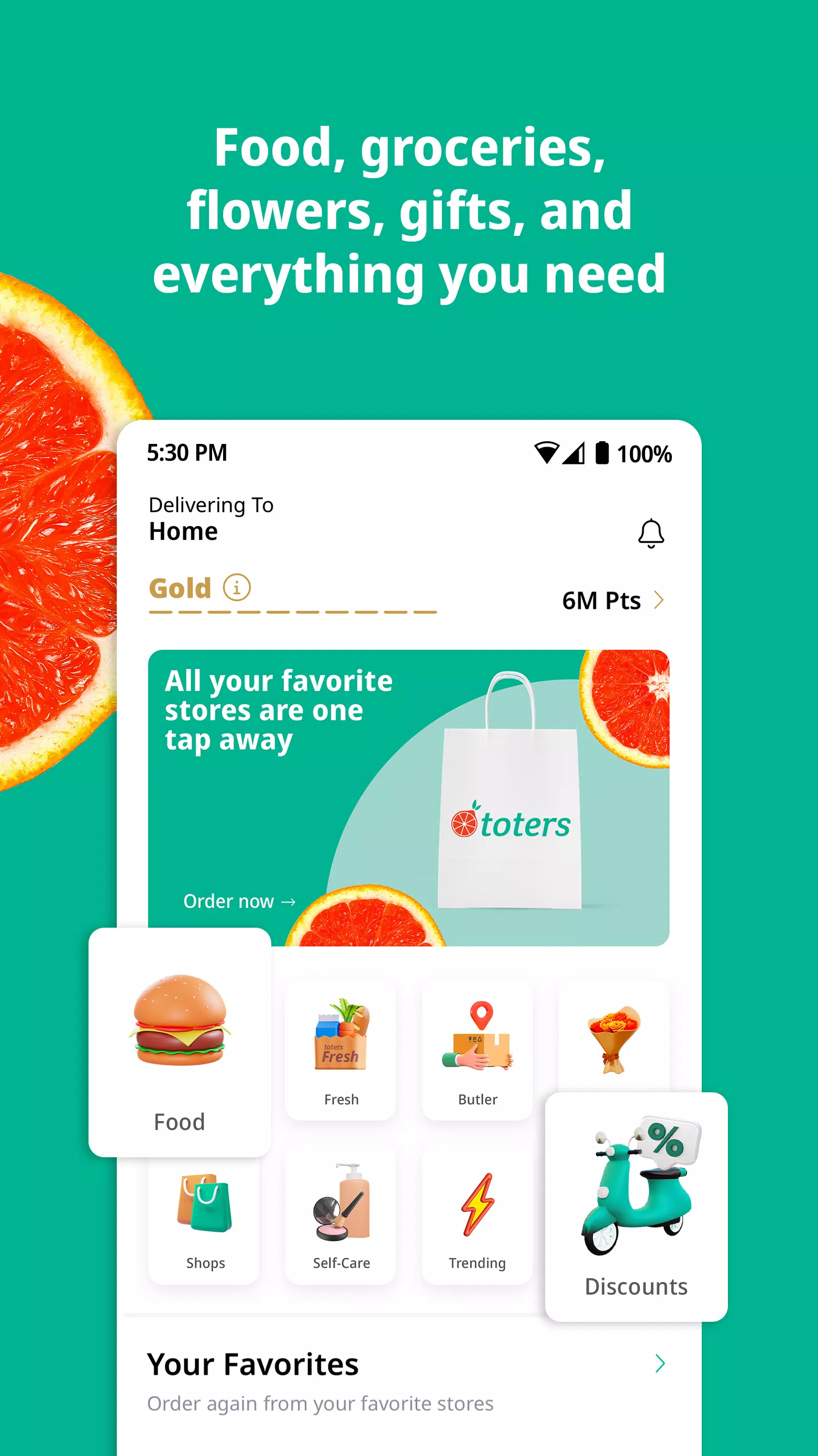Toters: Food Delivery & More 螢幕截圖 1