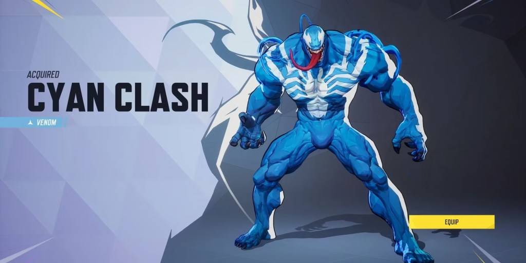 Venom sneers in his Cyan Clash skin