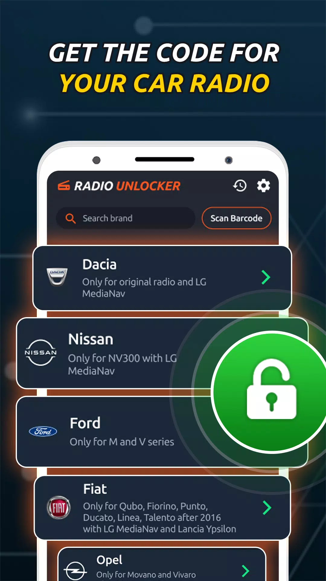 Radio Code Generator Unlocker Capture d'écran 1