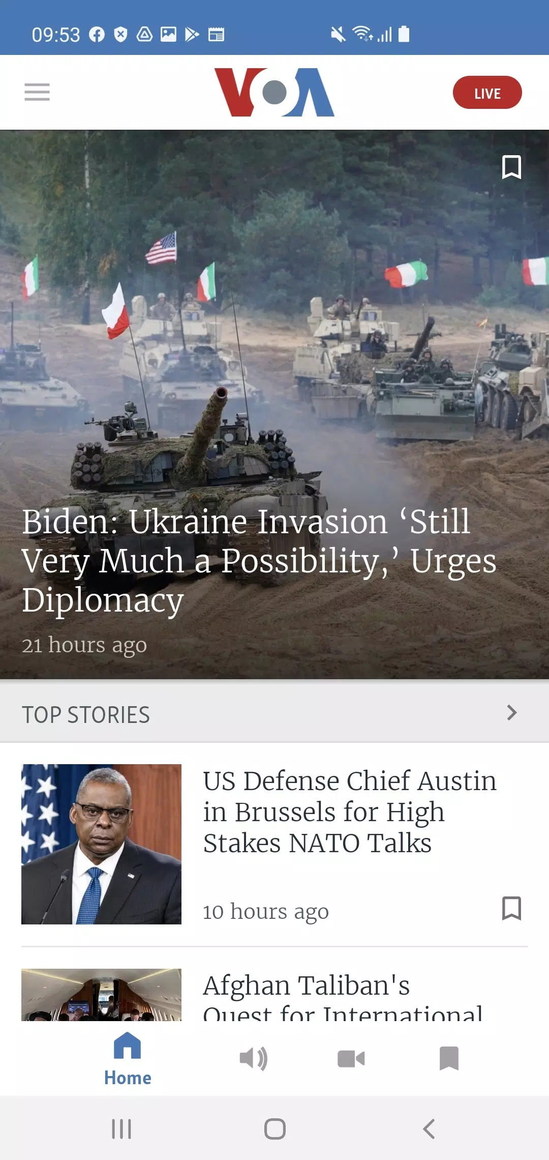 Schermata VOA News 2